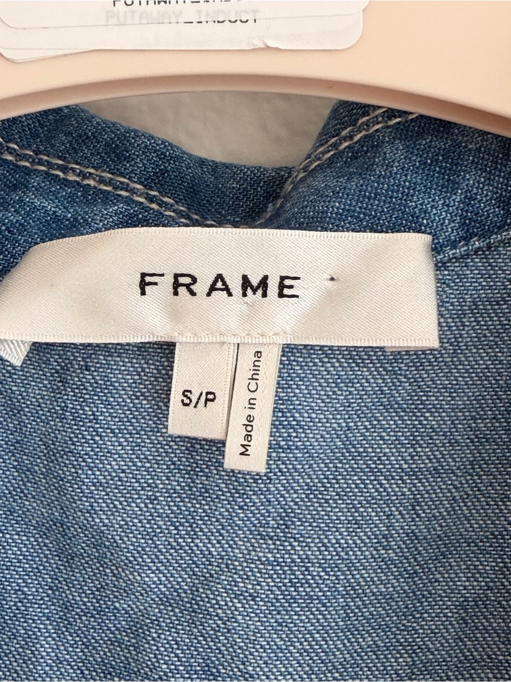 Frame Denim Blue Denim Button-Front Puff Sleeve Dress, Size Small - Picture 3 of 5
